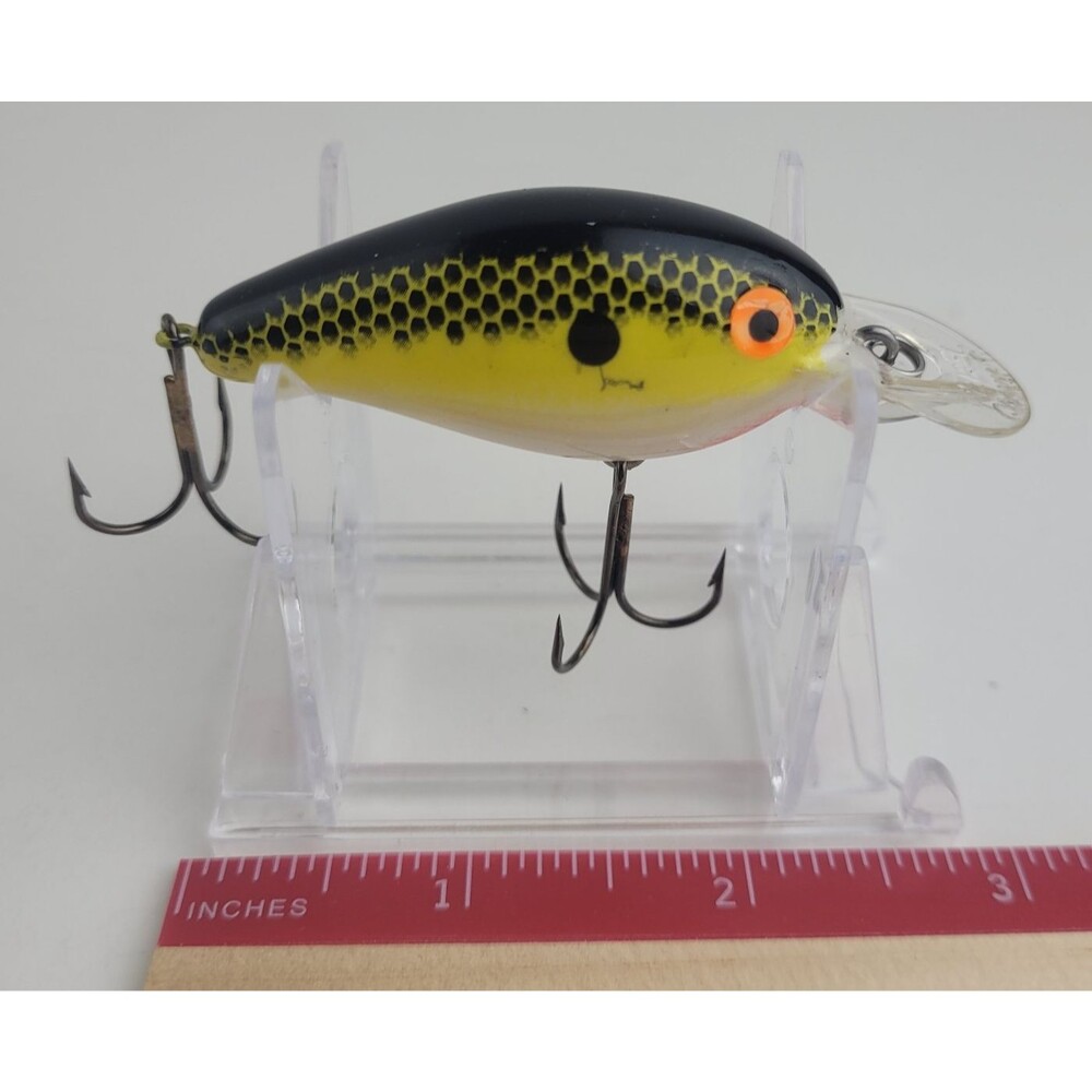 Vintage Rebel Crank-r Crankbait Fishing Lure Chartreuse & Black scale